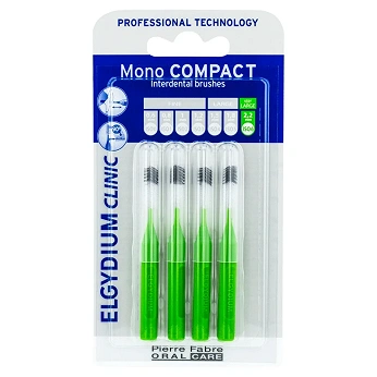 Elgydium Clinic Mono Compact, szczoteczka międzyzębowa zielona 2,2mm, 4 szt.