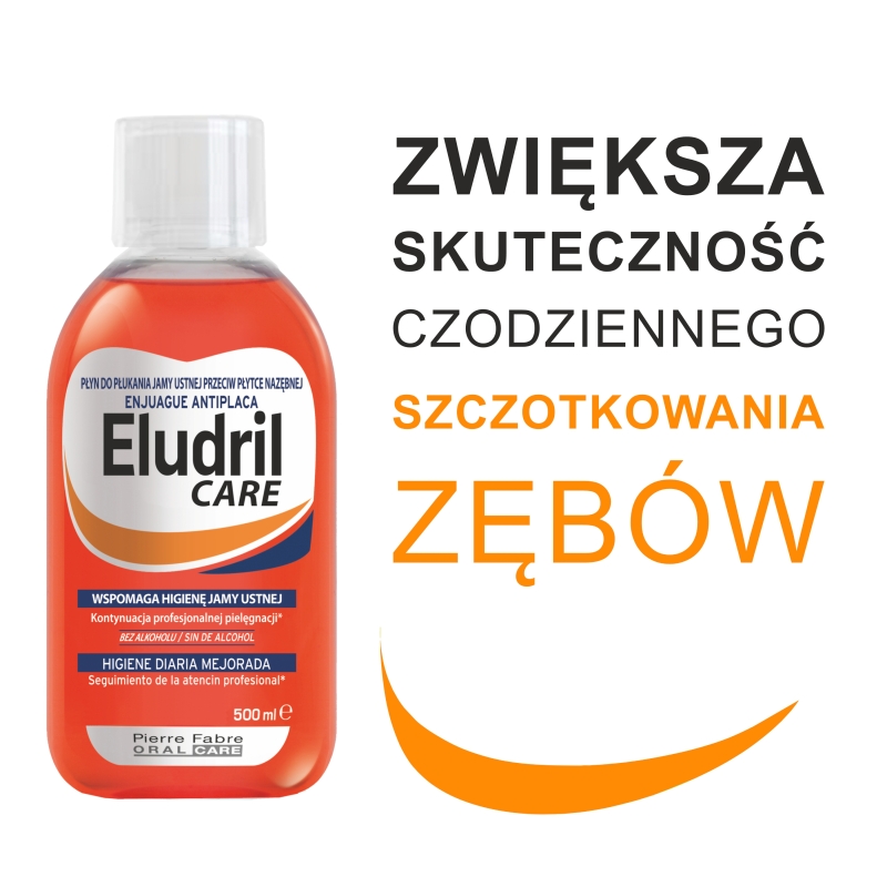 Eludril Care , płyn do płukania zapobiegający odkładaniu się płytki nazębnej, 500 ml