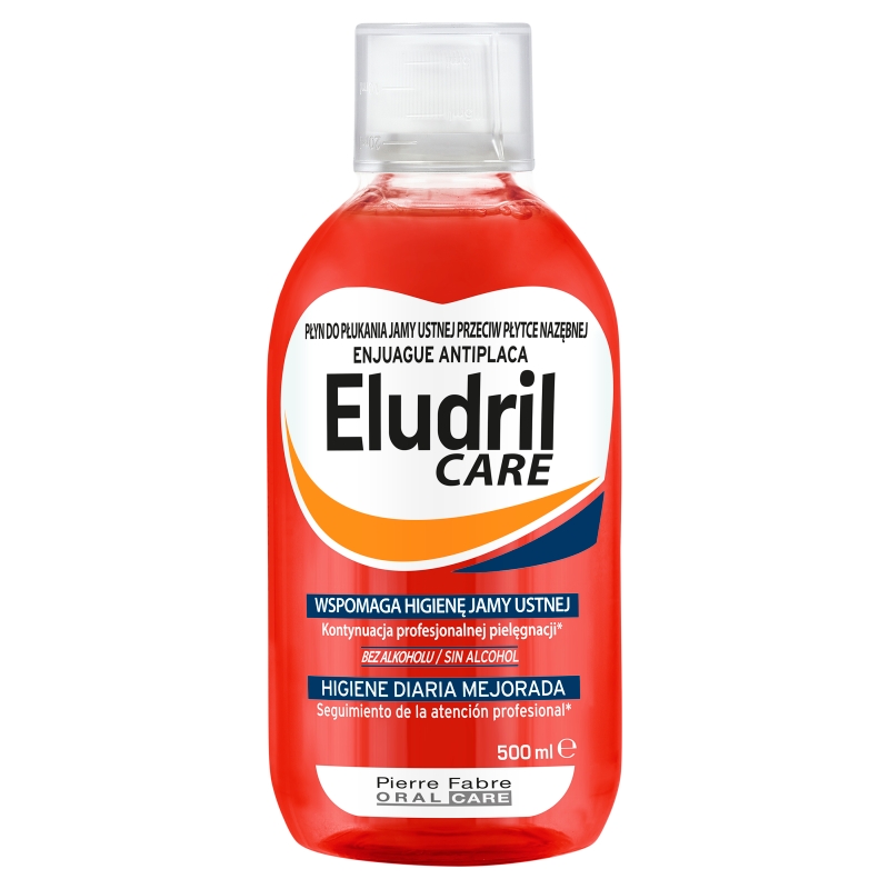 Eludril Care  płyn do płukania zapobiegający odkładaniu się płytki nazębnej, 500 ml