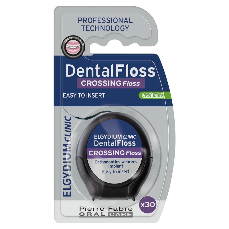 Elgydium Clinic DentalFloss Crossing nić dentystyczna do aparatów ortodontycznych i implantów