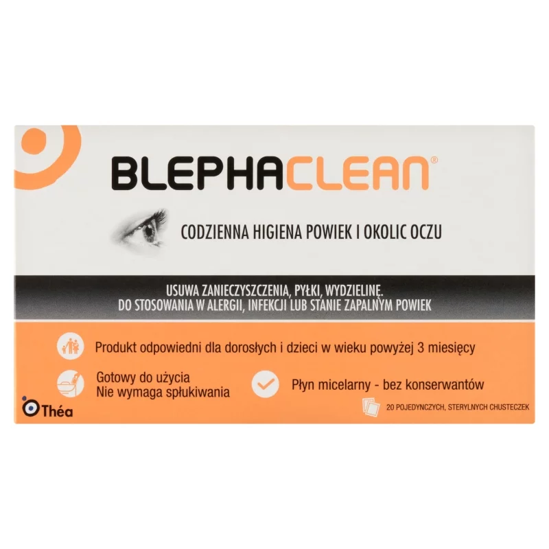 Blephaclean, chusteczki sterylne do codziennej pielęgnacji powiek, 20 szt.