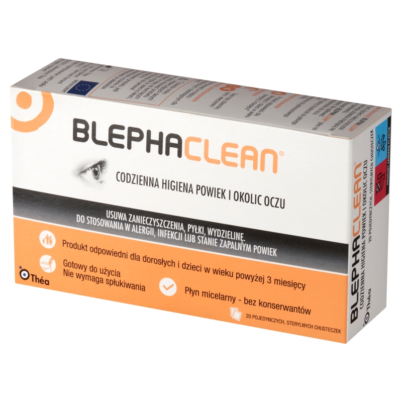 Blephaclean, chusteczki sterylne do codziennej pielęgnacji powiek, 20 szt.