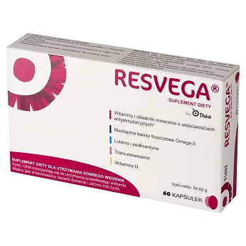 Resvega, kapsułki ze składnikami wspierającymi prawidłowe widzenie, 60 szt.