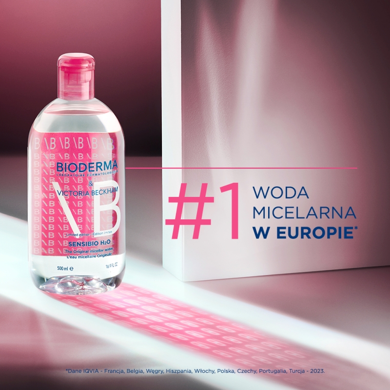 Bioderma Sensibio H2O x Victoria Beckham, woda micelarna do skóry wrażliwej, 500 ml