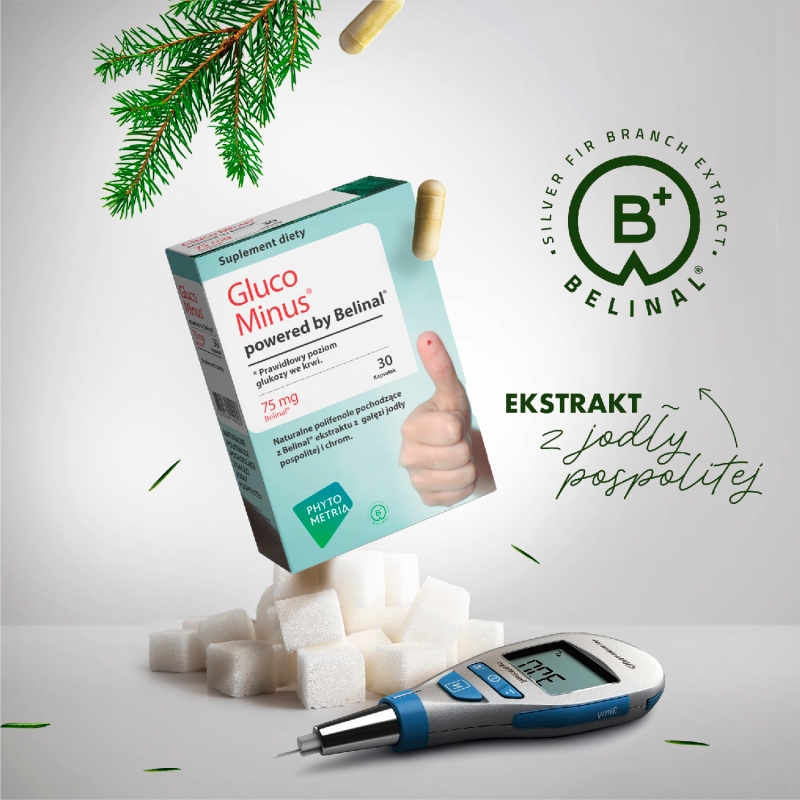 Gluco Minus, kapsułki ze składnikami wspomagającymi prawidłowy poziom glukozy we krwi, 30 szt.