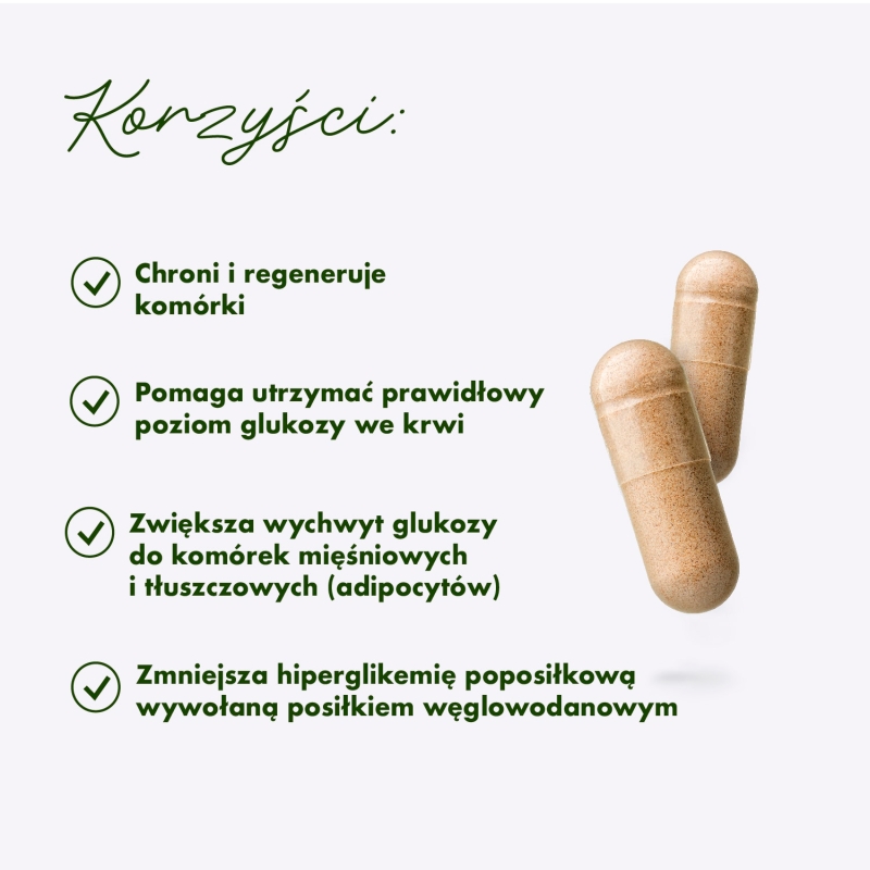 Gluco Minus, kapsułki ze składnikami wspomagającymi prawidłowy poziom glukozy we krwi, 30 szt.