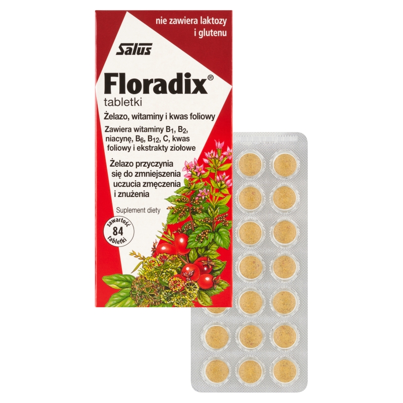 Floradix, tabletki z żelazem i kwasem foliowym, 84 szt.