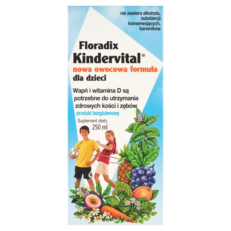 Floradix Kindervital  płyn z wapniem i witaminą D, bezglutenowy, 250 ml    