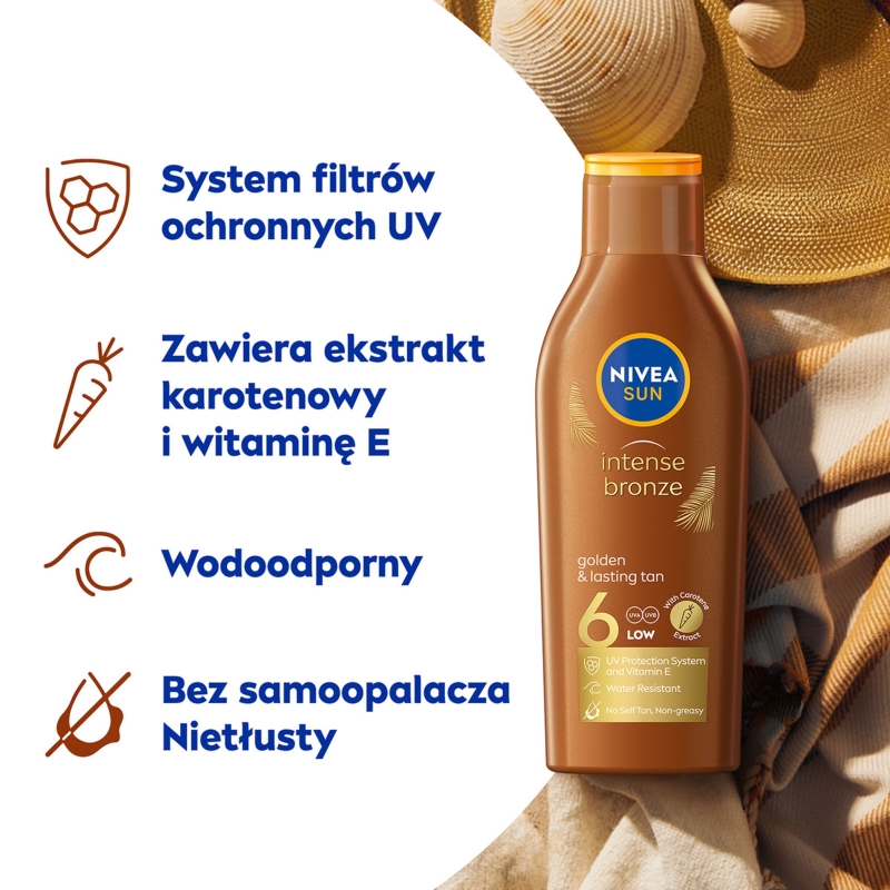 Nivea Sun Intense Bronze, balsam karotenowy do opalania, 200 ml