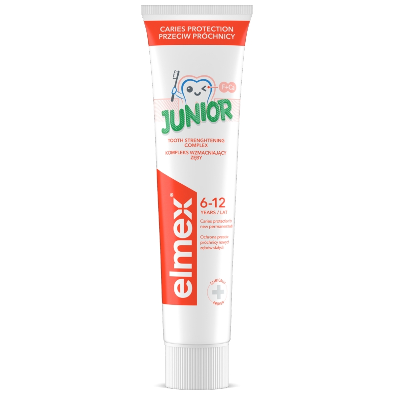 Elmex Junior, pasta ochraniająca zęby przed próchnicą dla dzieci, tuba 75 ml
