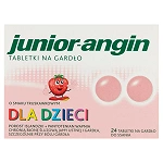 Junior-Angin tabletki do ssania na ból gardła smak truskawkowy, 24 szt.