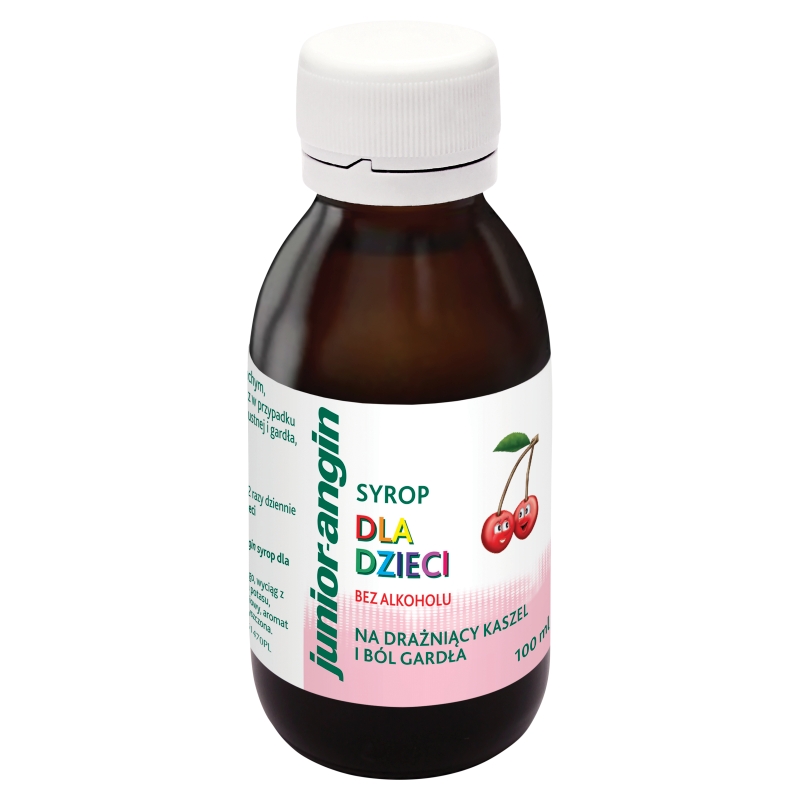 Junior-Angin, syrop na kaszel i ból gardła smak czereśniowy, 100 ml