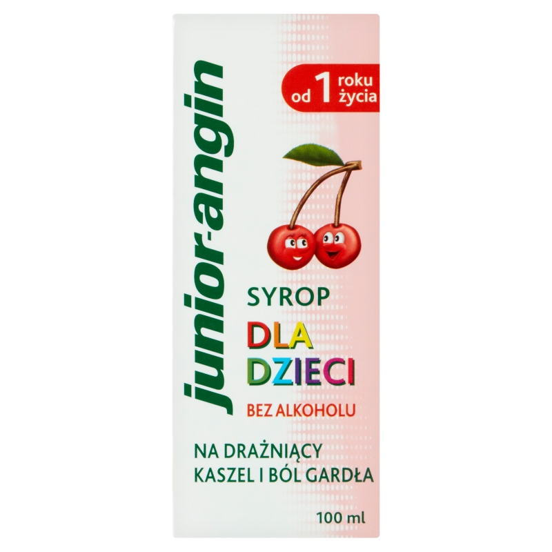 Junior-Angin syrop na kaszel i ból gardła smak czereśniowy, 100 ml