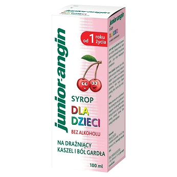 Junior-Angin, syrop na kaszel i ból gardła smak czereśniowy, 100 ml