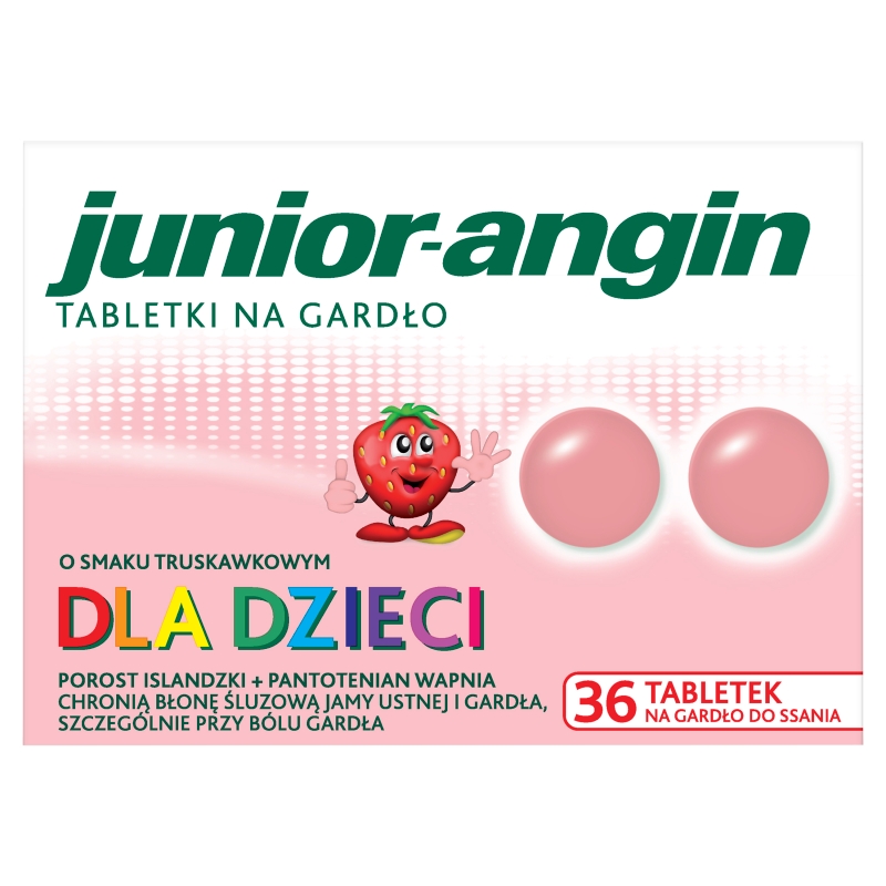 Junior-angin tabletki do ssania dla dzieci na ból gardła, 36 szt. KRÓTKA DATA 31.07.2026