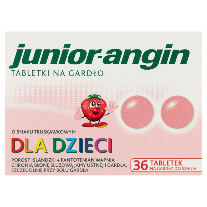 Junior-angin tabletki do ssania dla dzieci na ból gardła, 36 szt. KRÓTKA DATA 31.07.2026