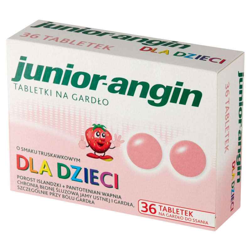 Junior-angin, tabletki do ssania dla dzieci na ból gardła, 36 szt. KRÓTKA DATA 31.07.2026