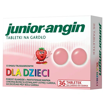 Junior-angin, tabletki do ssania dla dzieci na ból gardła, 36 szt.