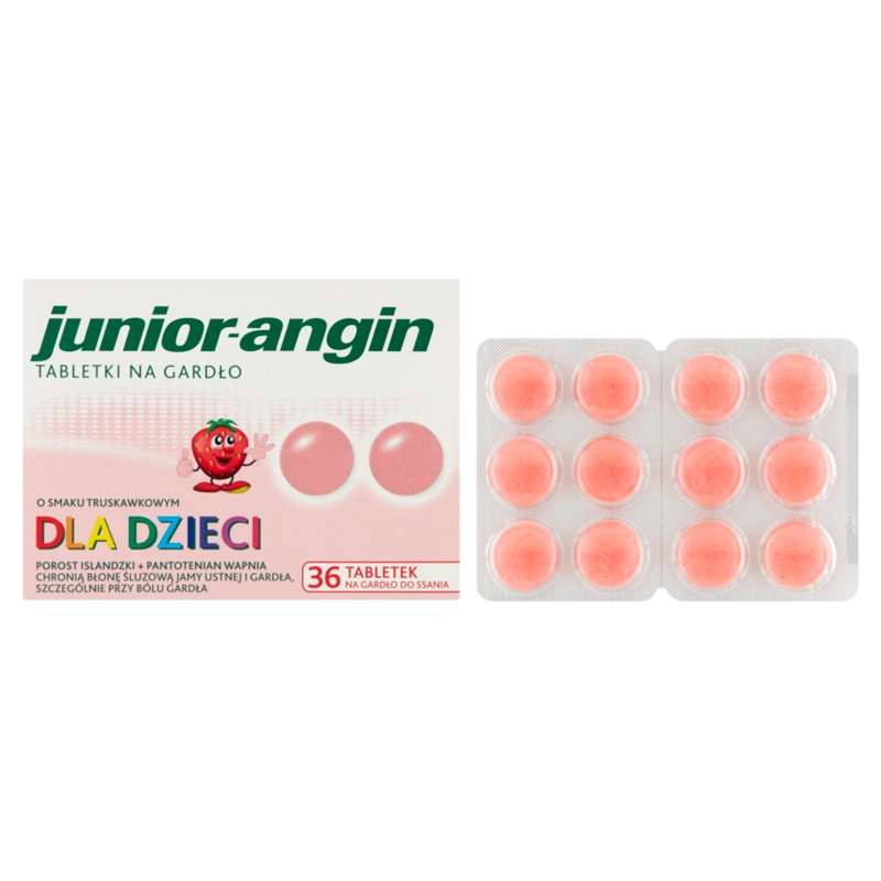 Junior-angin, tabletki do ssania dla dzieci na ból gardła, 36 szt. KRÓTKA DATA 31.07.2026