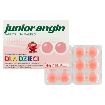 Junior-angin, tabletki do ssania dla dzieci na ból gardła, 36 szt.