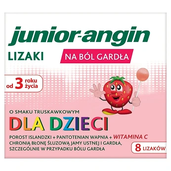 Junior-angin, lizaki dla dzieci na ból gardła, 8 szt.