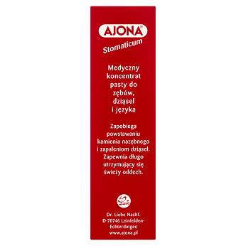 Ajona Stomaticum, pasta do zębów na krwawienia i stany zapalne dziąseł, tuba 25 ml