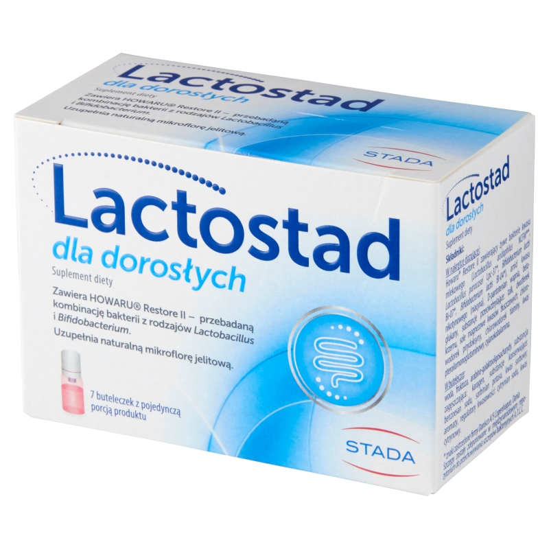 Lactostad dla dorosłych, płyn na przywrócenie i utrzymanie prawidłowej flory bakteryjnej, 7 ampułek x 7 ml