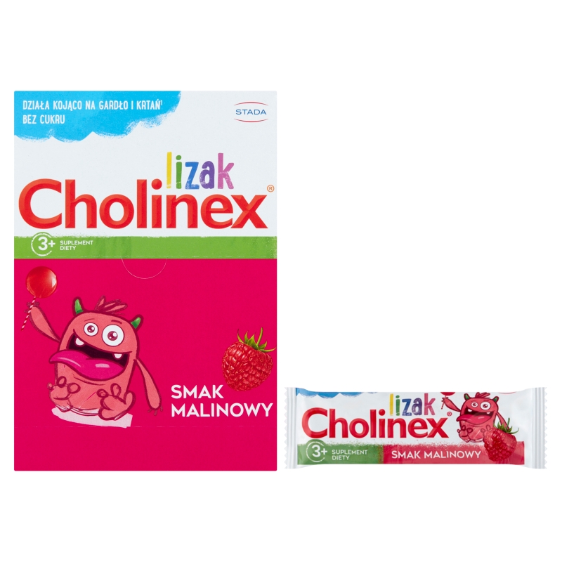 Lizak Cholinex, o smaku malinowym dla dzieci, 1 szt.