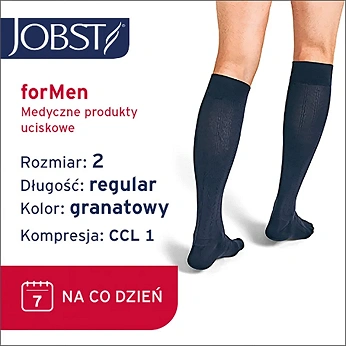 JOBST ForMen Explore, podkolanówki uciskowe dla mężczyzn CCL1 grantowe, rozmiar 2, 1 para