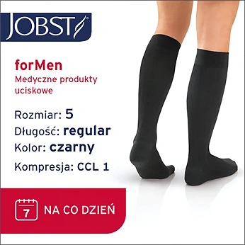JOBST ForMen Explore, podkolanówki uciskowe dla mężczyzn CCL1 czarne, rozmiar 5, 1 para