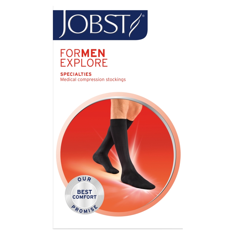 JOBST ForMen Explore, podkolanówki uciskowe dla mężczyzn CCL1 czarne, rozmiar 4, 1 para