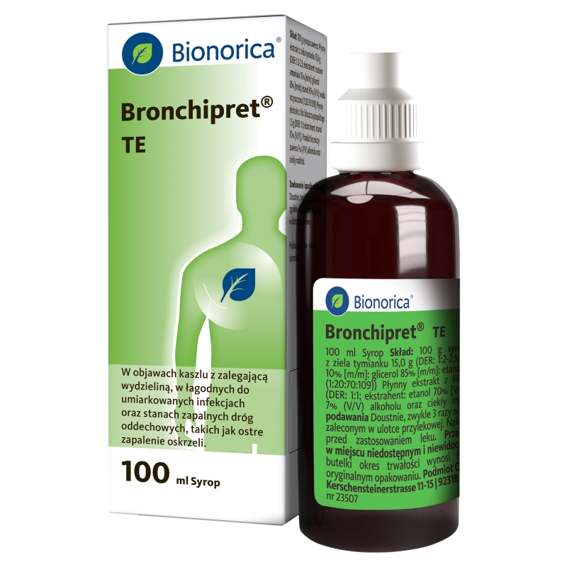 Bronchipret TE, syrop na kaszel mokry i zapalenie dróg oddechowych, butelka 100 ml