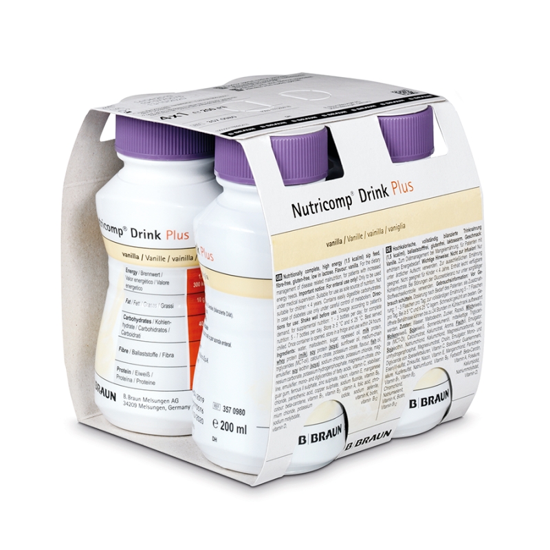 Nutricomp Drink Plus, smak waniliowy, 4 x 200 ml