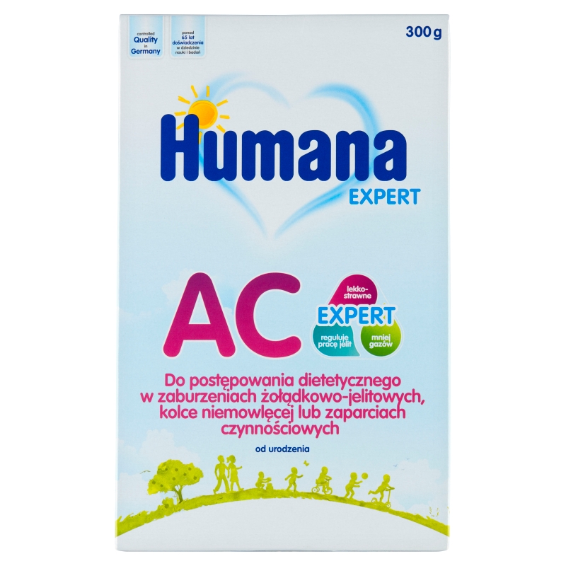 Humana AC , proszek dla niemowląt z zaburzeniami żołądkowo-jelitowymi, jak kolka lub zaparcia, 300 g