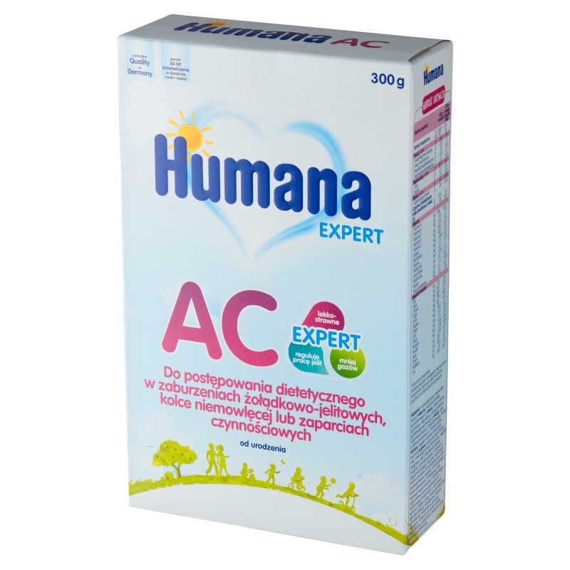 Humana AC , proszek dla niemowląt z zaburzeniami żołądkowo-jelitowymi, jak kolka lub zaparcia, 300 g