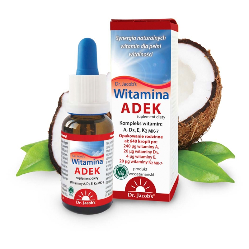 Dr. Jacob’s Witamina ADEK , krople z kompleksem witamin rozpuszczalnych w tłuszczach, 20 ml