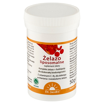Dr. Jacob’s Żelazo liposomalne, proszek z witaminami C i B2, 64 g