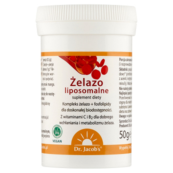 Dr. Jacob’s Żelazo liposomalne, proszek z witaminami C i B2, 64 g