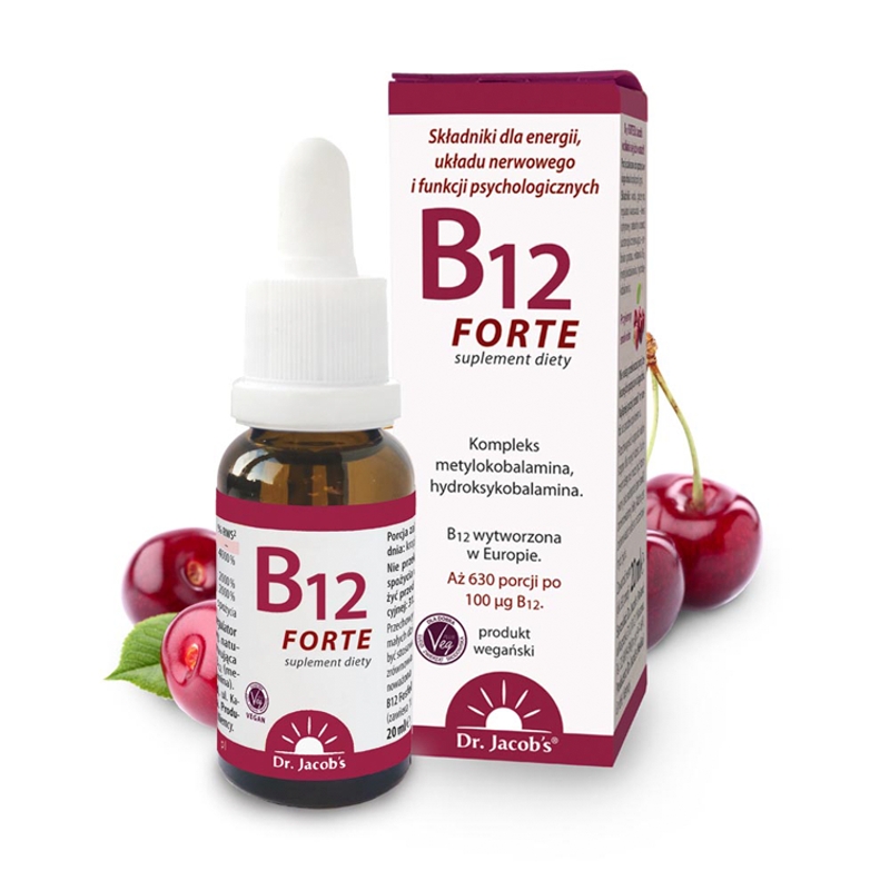 Dr.Jacob's B12 Forte, krople ze składnikami wspomagającymi układ nerwowy i funkcje psychologiczne, 20 ml