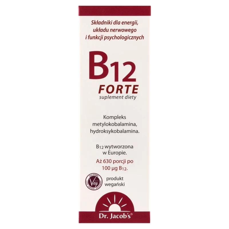 Dr.Jacob's B12 Forte, krople ze składnikami wspomagającymi układ nerwowy i funkcje psychologiczne, 20 ml