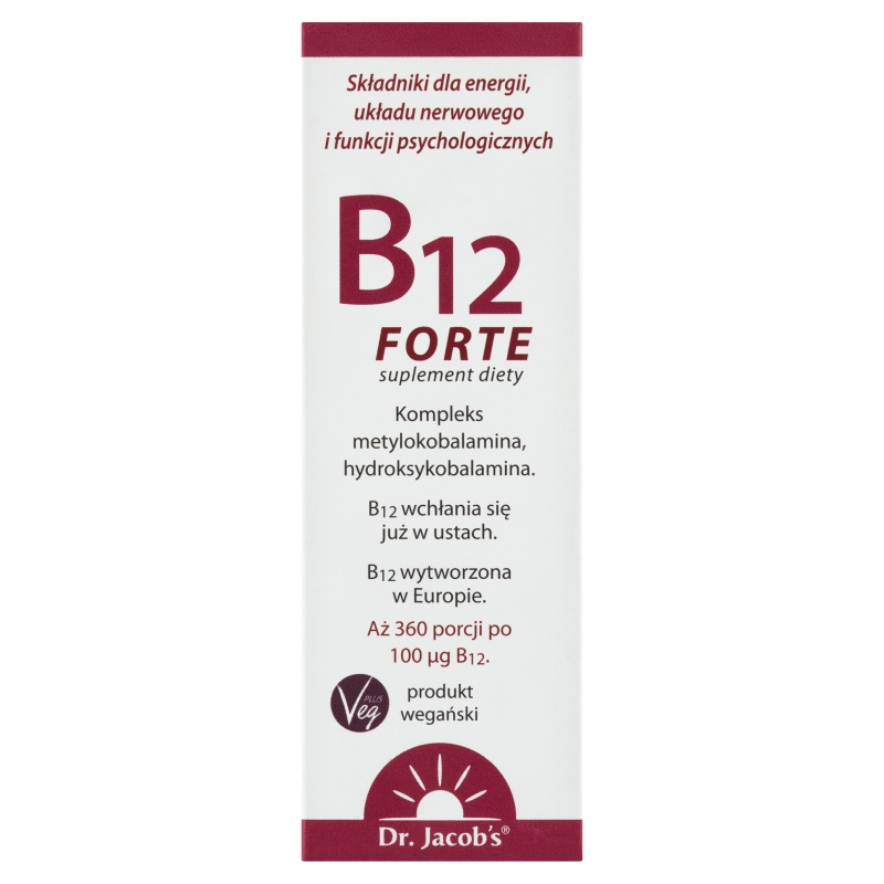 Dr.Jacob's B12 Forte, krople ze składnikami wspomagającymi układ nerwowy i funkcje psychologiczne, 20 ml