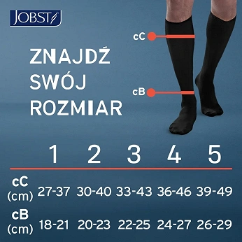 JOBST Travel, podkolanówki uciskowe dla podróżujących 15-20mmHg rozmiar 2 czarne, 1 para