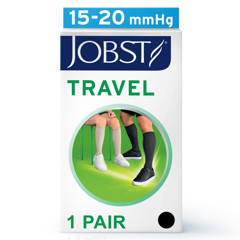 JOBST Travel, podkolanówki uciskowe dla podróżujących 15-20mmHg rozmiar 4 czarne, 1 para