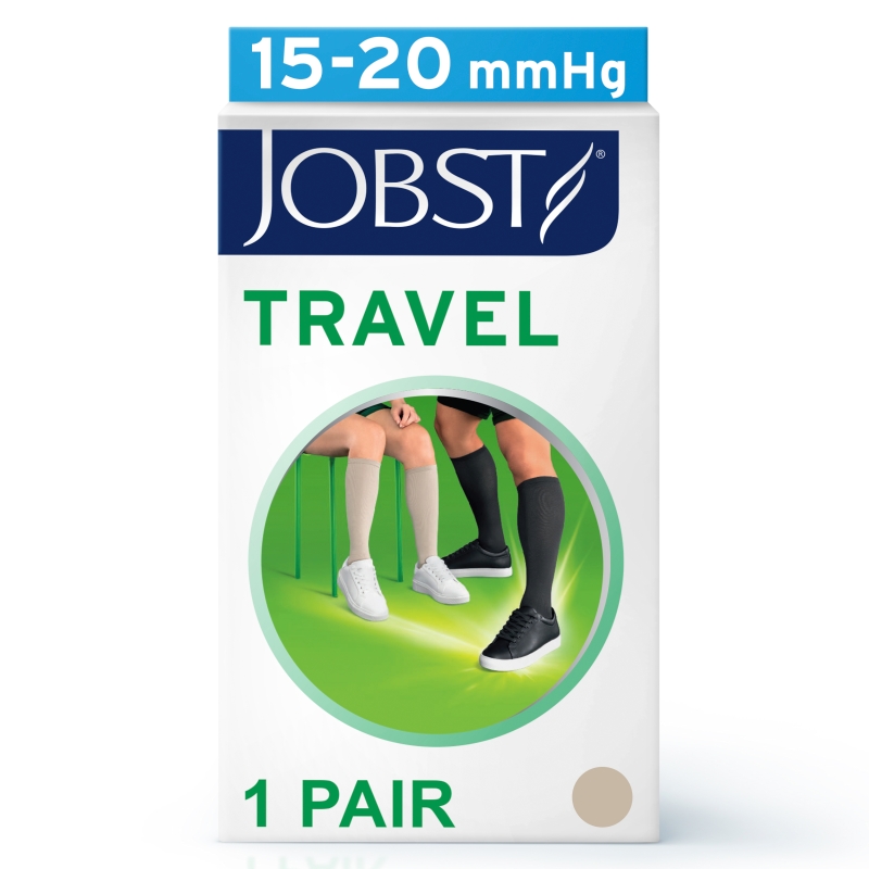 JOBST Travel, podkolanówki uciskowe dla podróżujących 15-20mmHg rozmiar 3 beż, 1 para