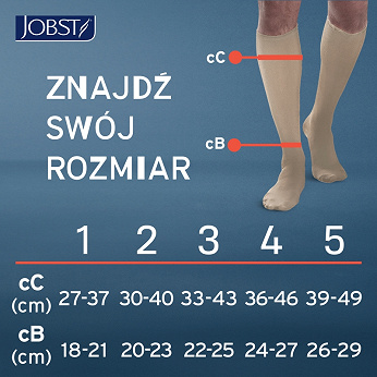 JOBST Travel, podkolanówki uciskowe dla podróżujących 15-20mmHg rozmiar 5 beż, 1 para