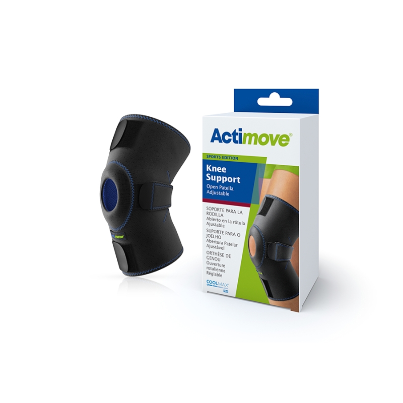 Actimove Sports Edition, orteza stawu kolanowego z odsłoniętą rzepką, czarna, 1 szt.