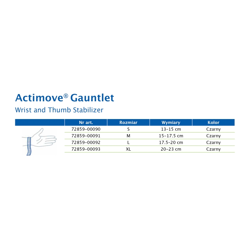 Actimove Professional Line , orteza stabilizująca nadgarstek i kciuk, rozmiar S, czarna, 1 szt.