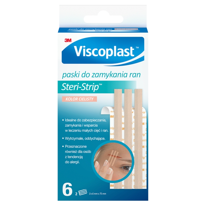 Steri-Strip Paski do zamykania ran, paski beżowe 6 mm x 75 mm, 6 szt.