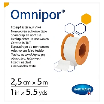 Plaster OMNIPOR, włókninowy na kółku, 2,5 cm x 5 m