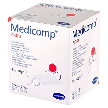 Kompresy MEDICOMP EXTRA , 6-warstwowe jałowe, 7,5 x 7,5 cm, 50 szt.